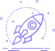 rocket launch icon purple