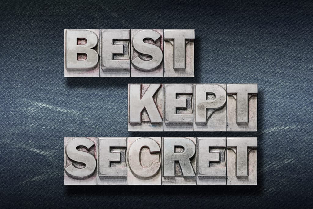 best kept secret den A picture of written text that reads "Best Kept Secret"