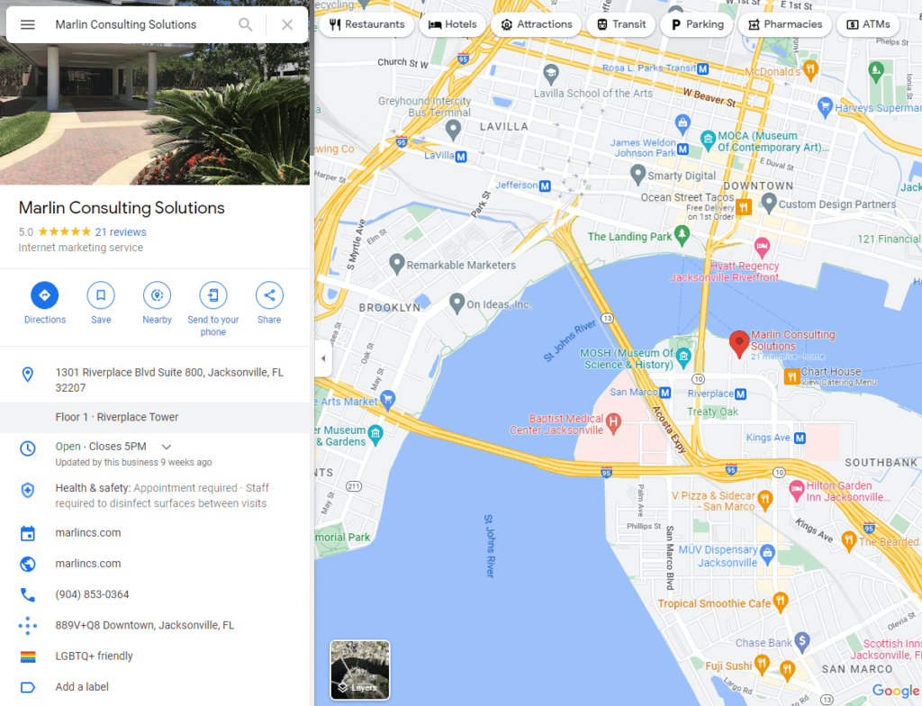 Marlin Google Business Profile Screenshot of our Marlin Consulting Solutions Google Business Profile
